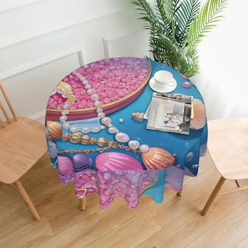AEKGOHP Runde dekorative Tischdecke, 152,4 cm, leuchtende Muscheldrucke, wasserdicht, waschbar und wiederverwendbar, für Essen, Kaffee, Picknick, Hochzeit, Party AEKGOHP Runde dekorative Tischdecke, 152,4 cm, leuchtende Muscheldrucke, wasserdicht, waschbar und wiederverwendbar, für Essen, Kaffee, Picknick, Hochzeit, Party von AEKGOHP