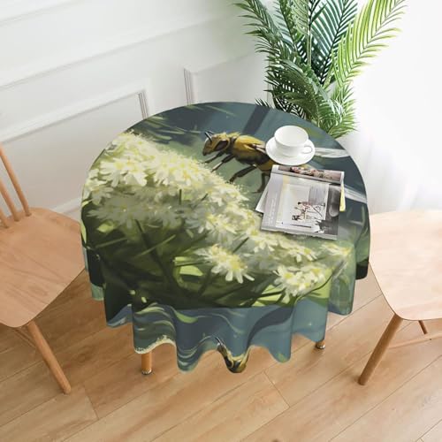 AEKGOHP Runde dekorative Tischdecke, 152,4 cm, niedliche Bienendrucke, wasserdicht, waschbar und wiederverwendbar, für Essen, Kaffee, Picknick, Hochzeit, Party AEKGOHP Runde dekorative Tischdecke, 152,4 cm, niedliche Bienendrucke, wasserdicht, waschbar und wiederverwendbar, für Essen, Kaffee, Picknick, Hochzeit, Party von AEKGOHP