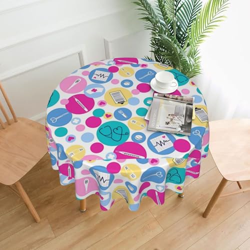 AEKGOHP Runde dekorative Tischdecke, 152,4 cm, niedliche Krankenschwester-Drucke, wasserdicht, waschbar und wiederverwendbar, für Essen, Kaffee, Picknick, Hochzeit, Party AEKGOHP Runde dekorative Tischdecke, 152,4 cm, niedliche Krankenschwester-Drucke, wasserdicht, waschbar und wiederverwendbar, für Essen, Kaffee, Picknick, Hochzeit, Party von AEKGOHP