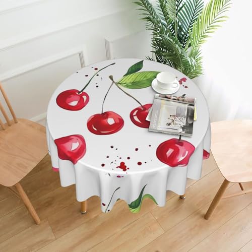 AEKGOHP Runde dekorative Tischdecke, 152,4 cm, niedliche kleine Kirschdrucke, wasserdicht, waschbar und wiederverwendbar, für Essen, Kaffee, Picknick, Hochzeit, Party AEKGOHP Runde dekorative Tischdecke, 152,4 cm, niedliche kleine Kirschdrucke, wasserdicht, waschbar und wiederverwendbar, für Essen, Kaffee, Picknick, Hochzeit, Party von AEKGOHP