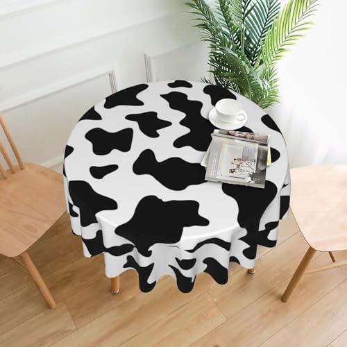 AEKGOHP Runde dekorative Tischdecke, 152,4 cm, schwarz-weiße Kuhdrucke, wasserdicht, waschbar und wiederverwendbar, für Essen, Kaffee, Picknick, Hochzeit, Party AEKGOHP Runde dekorative Tischdecke, 152,4 cm, schwarz-weiße Kuhdrucke, wasserdicht, waschbar und wiederverwendbar, für Essen, Kaffee, Picknick, Hochzeit, Party von AEKGOHP