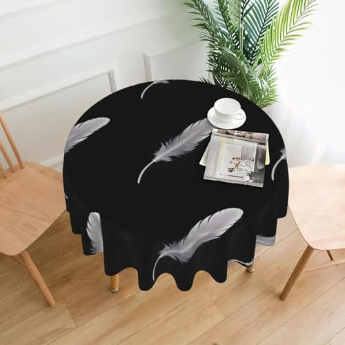 AEKGOHP Runde dekorative Tischdecke, 152,4 cm, weiße Federdrucke, wasserdicht, waschbar und wiederverwendbar, für Essen, Kaffee, Picknick, Hochzeit, Party AEKGOHP Runde dekorative Tischdecke, 152,4 cm, weiße Federdrucke, wasserdicht, waschbar und wiederverwendbar, für Essen, Kaffee, Picknick, Hochzeit, Party von AEKGOHP