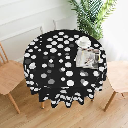 AEKGOHP Runde dekorative Tischdecke, 152,4 cm, weiße Punkte, wasserdicht, waschbar und wiederverwendbar, für Essen, Kaffee, Picknick, Hochzeit, Party AEKGOHP Runde dekorative Tischdecke, 152,4 cm, weiße Punkte, wasserdicht, waschbar und wiederverwendbar, für Essen, Kaffee, Picknick, Hochzeit, Party von AEKGOHP