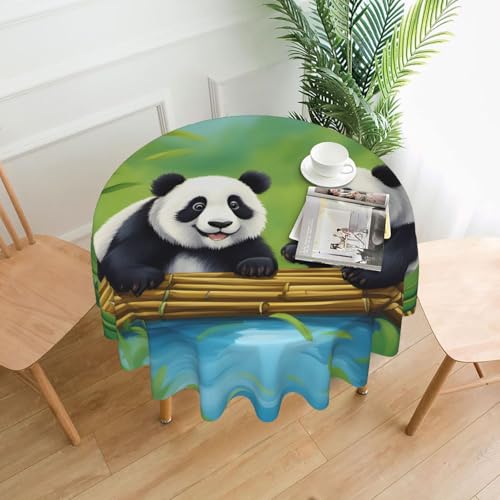 AEKGOHP Runde dekorative Tischdecke, 152,4 cm, zwei niedliche Panda-Drucke, wasserdicht, waschbar und wiederverwendbar, für Esszimmer, Kaffee, Picknick, Hochzeit, Party AEKGOHP Runde dekorative Tischdecke, 152,4 cm, zwei niedliche Panda-Drucke, wasserdicht, waschbar und wiederverwendbar, für Esszimmer, Kaffee, Picknick, Hochzeit, Party von AEKGOHP