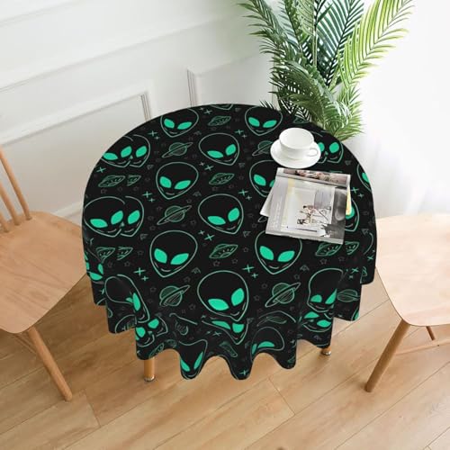 AEKGOHP Runde dekorative Tischdecke, Alien-Drucke, wasserdicht, waschbar und wiederverwendbar, für Essen, Kaffee, Picknick, Hochzeit, Party, 152,4 cm AEKGOHP Runde dekorative Tischdecke, Alien-Drucke, wasserdicht, waschbar und wiederverwendbar, für Essen, Kaffee, Picknick, Hochzeit, Party, 152,4 cm von AEKGOHP