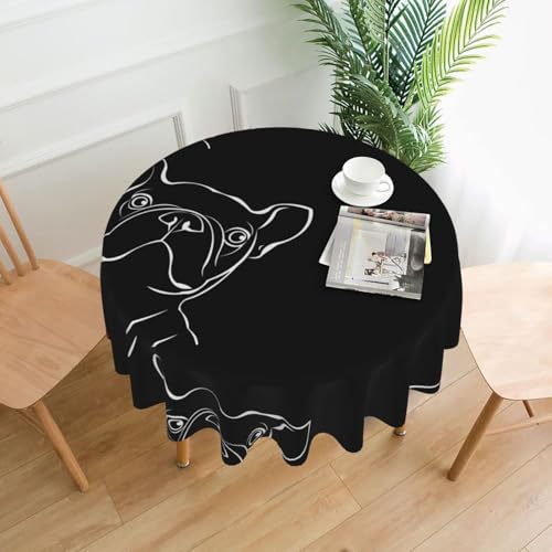 AEKGOHP Runde dekorative Tischdecke, Motiv: Französische Bulldogge, 152,4 cm, wasserdicht, waschbar und wiederverwendbar, für Essen, Kaffee, Picknick, Hochzeit, Party AEKGOHP Runde dekorative Tischdecke, Motiv: Französische Bulldogge, 152,4 cm, wasserdicht, waschbar und wiederverwendbar, für Essen, Kaffee, Picknick, Hochzeit, Party von AEKGOHP