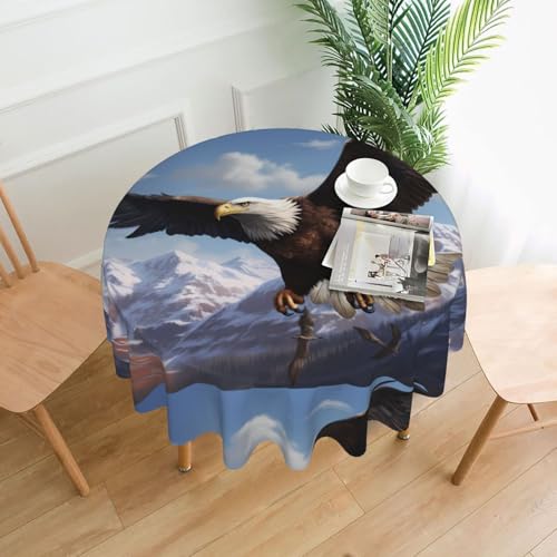 AEKGOHP Runde dekorative Tischdecke, Motiv: fliegender Adler, wasserdicht, waschbar und wiederverwendbar, für Essen, Kaffee, Picknick, Hochzeit, Party, 152,4 cm AEKGOHP Runde dekorative Tischdecke, Motiv: fliegender Adler, wasserdicht, waschbar und wiederverwendbar, für Essen, Kaffee, Picknick, Hochzeit, Party, 152,4 cm von AEKGOHP