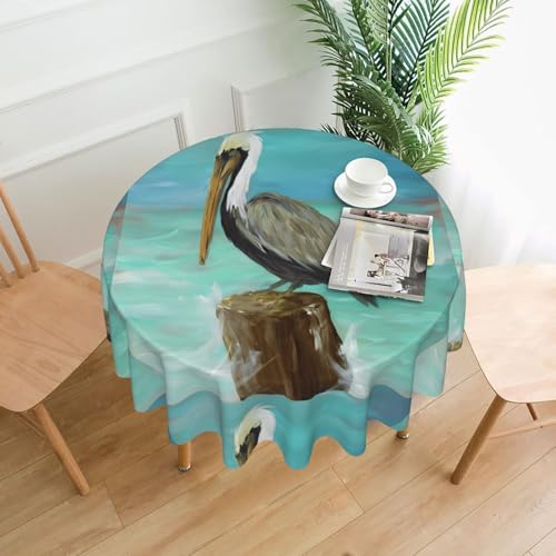 AEKGOHP Runde dekorative Tischdecke, Pelikan-Kunstdruck, wasserdicht, waschbar und wiederverwendbar, für Essen, Kaffee, Picknick, Hochzeit, Party, 152,4 cm AEKGOHP Runde dekorative Tischdecke, Pelikan-Kunstdruck, wasserdicht, waschbar und wiederverwendbar, für Essen, Kaffee, Picknick, Hochzeit, Party, 152,4 cm von AEKGOHP