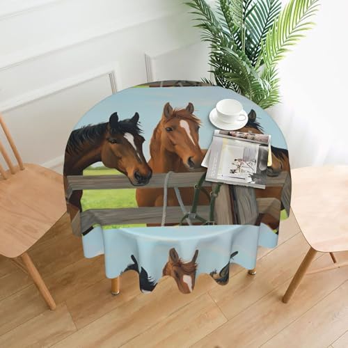 AEKGOHP Runde dekorative Tischdecke, Pferdemotiv, wasserdicht, waschbar und wiederverwendbar, für Essen, Kaffee, Picknick, Hochzeit, Party, 152,4 cm AEKGOHP Runde dekorative Tischdecke, Pferdemotiv, wasserdicht, waschbar und wiederverwendbar, für Essen, Kaffee, Picknick, Hochzeit, Party, 152,4 cm von AEKGOHP