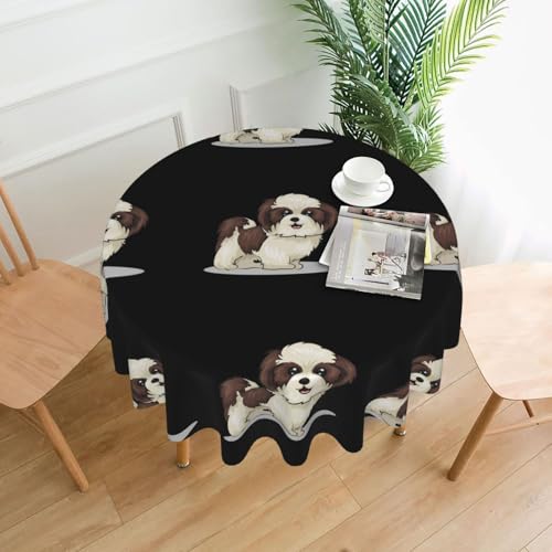 AEKGOHP Runde dekorative Tischdecke, Shih Tzu Hunde-Aufdruck, wasserdicht, waschbar und wiederverwendbar, für Essen, Kaffee, Picknick, Hochzeit, Party, 152,4 cm AEKGOHP Runde dekorative Tischdecke, Shih Tzu Hunde-Aufdruck, wasserdicht, waschbar und wiederverwendbar, für Essen, Kaffee, Picknick, Hochzeit, Party, 152,4 cm von AEKGOHP