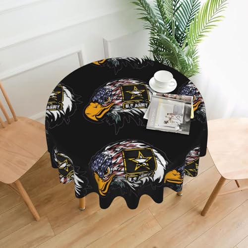 AEKGOHP Runde dekorative Tischdecke, US-Armee, coole amerikanische Flagge, Adler-Drucke, wasserdicht, waschbar und wiederverwendbar, für Essen, Kaffee, Picknick, Hochzeit, Party, 152,4 cm AEKGOHP Runde dekorative Tischdecke, US-Armee, coole amerikanische Flagge, Adler-Drucke, wasserdicht, waschbar und wiederverwendbar, für Essen, Kaffee, Picknick, Hochzeit, Party, 152,4 cm von AEKGOHP
