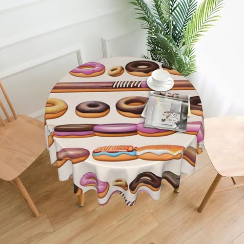 AEKGOHP Runde dekorative Tischdecke, süße Donut-Drucke, wasserdicht, waschbar und wiederverwendbar, für Essen, Kaffee, Picknick, Hochzeit, Party, 152,4 cm AEKGOHP Runde dekorative Tischdecke, süße Donut-Drucke, wasserdicht, waschbar und wiederverwendbar, für Essen, Kaffee, Picknick, Hochzeit, Party, 152,4 cm von AEKGOHP