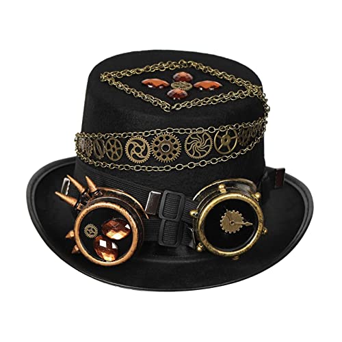 AEKLXVKU Steampunk-Hut, Gothic-Kopfbedeckung, für Cosplay, Kostüm, Halloween, Neuheit, Artikel 60–61 cm AEKLXVKU Steampunk-Hut, Gothic-Kopfbedeckung, für Cosplay, Kostüm, Halloween, Neuheit, Artikel 60–61 cm von AEKLXVKU