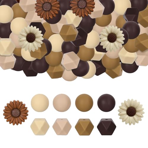 Silikonperlen mit Gänseblümchen, rund, sechseckig, 15 mm, Braun, Silikonperlen, Gänseblümchen, Gummi, flach, lose Abstandshalter, Perlen für Bastelarbeiten, Stifte, Schlüsselanhänger, Armband, Silikonperlen mit Gänseblümchen, rund, sechseckig, 15 mm, Braun, Silikonperlen, Gänseblümchen, Gummi, flach, lose Abstandshalter, Perlen für Bastelarbeiten, Stifte, Schlüsselanhänger, Armband, von AELUUAKE