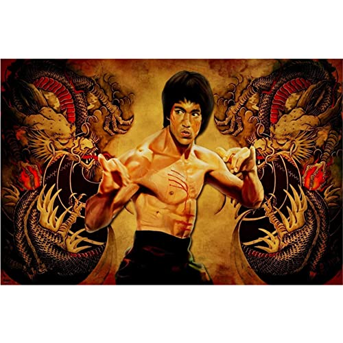 5D Diamant Painting Kinder Bilder Malerei, DIY Diamond Painting Set Full Groß Bruce Lee Mosaikherstellung für Kinder, Erwachsene, Home Wand Décor 30x40cm/12x16inch von AENL