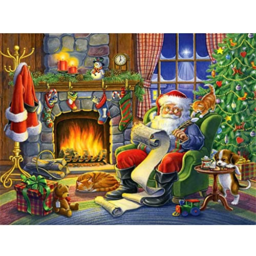 AENL 5D Diamond Painting Set Weihnachtsmann DIY Diamant Painting Bilder Zubehör für Erwachsene Kinder Anfänger Wand Dekorationen Wohnzimmer Schlafzimmer Büro Bar, 50x70cm/20x28inch von AENL