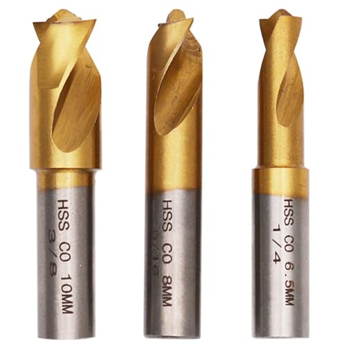 3-teiliges HSS-CO-Punktschweißbohrer-Set mit Titanbeschichtung, Sägezahnspitze, Senker, Schweiß- und Schneidzubehör, 6,5 mm, 8 mm, 10 mm von AEPBTMQ
