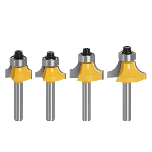 4-teiliges Set mit 6 mm oder 1/4 Zoll Schaft, kleiner, runder Eckfräser for Holzkanten, Holzbearbeitungsfräser, klassische Fräser(6mm shank set) von AEPBTMQ