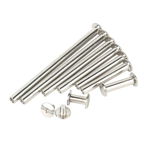 Buchschrauben Nieten M5 vernickelt Bolzen passend for Album Lederhandwerk(2pcs,M5x10) von AEPOCV