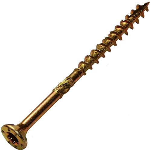 AERZETIX - C44465 - Satz von 100 - Holzschrauben Ø4x60mm senkkopf mit abdruck stern T20 - aus verzinktem stahl gelb - montage gewinde spannen befestigung dachstuhl sperrholz spanplatte AERZETIX - C44465 - Satz von 100 - Holzschrauben Ø4x60mm senkkopf mit abdruck stern T20 - aus verzinktem stahl gelb - montage gewinde spannen befestigung dachstuhl sperrholz spanplatte von AERZETIX