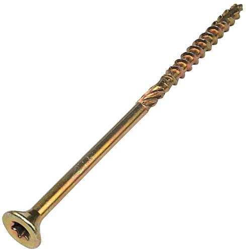 AERZETIX - C44467 - Satz von 100 - Holzschrauben Ø4x80mm senkkopf mit abdruck stern T20 - aus verzinktem stahl gelb - montage gewinde spannen befestigung dachstuhl sperrholz spanplatte AERZETIX - C44467 - Satz von 100 - Holzschrauben Ø4x80mm senkkopf mit abdruck stern T20 - aus verzinktem stahl gelb - montage gewinde spannen befestigung dachstuhl sperrholz spanplatte von AERZETIX