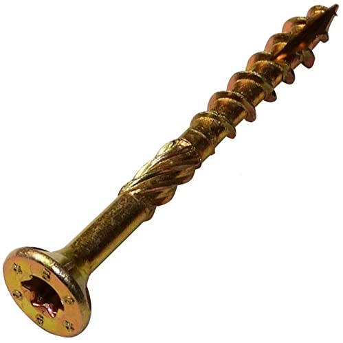 AERZETIX - C44470 - Satz von 100 - Holzschrauben Ø5x50mm senkkopf mit abdruck stern T25 - aus verzinktem stahl gelb - montage gewinde spannen befestigung dachstuhl sperrholz spanplatte AERZETIX - C44470 - Satz von 100 - Holzschrauben Ø5x50mm senkkopf mit abdruck stern T25 - aus verzinktem stahl gelb - montage gewinde spannen befestigung dachstuhl sperrholz spanplatte von AERZETIX