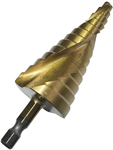 AERZETIX - C49429 - Stufenbohrer Metall - Ø6.0 bis 30.0mm - HSS+TIN - Spiral Kegelbohrer - Bit für Backenfutter - Sechskantschaft 1/4'' von AERZETIX