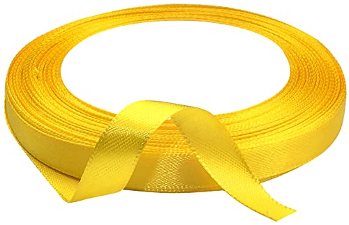 AERZETIX - C50207 - Satinband dekorativ glänzend fein - 10mm x 22 meter - gelb - kreative projekte nähkunst geschenkverpackung zur geburtstagsfeier von AERZETIX