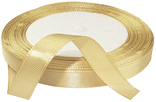 AERZETIX - C50218 - Satinband dekorativ glänzend fein - 10mm x 22 meter - gold hell - kreative projekte nähkunst geschenkverpackung zur geburtstagsfeier von AERZETIX
