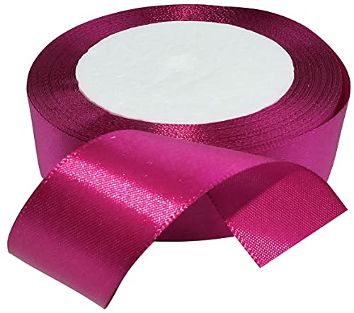 AERZETIX - C50294 - Satinband dekorativ glänzend fein - 25mm x 22 meter - magenta - kreative projekte nähkunst geschenkverpackung zur geburtstagsfeier von AERZETIX