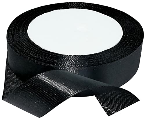 AERZETIX - C50421 - Satinband dekorativ glänzend fein - 20mm x 22 meter - schwarz - kreative projekte nähkunst geschenkverpackung zur geburtstagsfeier von AERZETIX