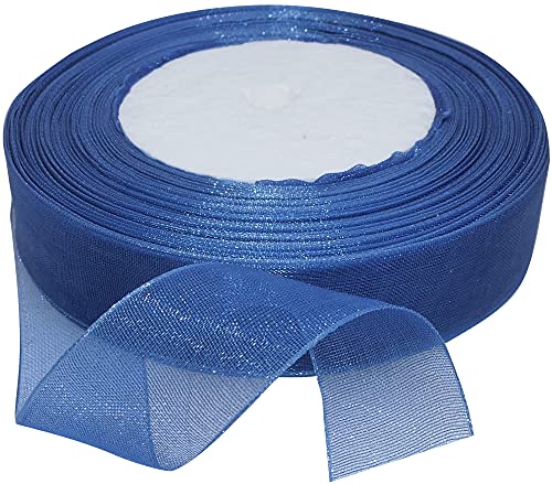 AERZETIX - C50790 - Organzaband glänzender dekorativer organza - 20mm x 45 meter - blau - kreative projekte nähkunst geschenkverpackung zur geburtstagsfeier von AERZETIX