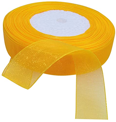 AERZETIX - C50794 - Organzaband glänzender dekorativer organza - 20mm x 45 meter - maisgelb - kreative projekte nähkunst geschenkverpackung zur geburtstagsfeier von AERZETIX