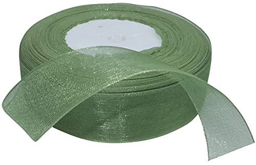 AERZETIX - C50810 - Organzaband glänzender dekorativer organza - 20mm x 45 meter - militärgrün - kreative projekte nähkunst geschenkverpackung zur geburtstagsfeier von AERZETIX