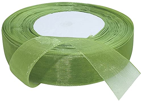 AERZETIX - C50811 - Organzaband glänzender dekorativer organza - 20mm x 45 meter - avocado - kreative projekte nähkunst geschenkverpackung zur geburtstagsfeier von AERZETIX