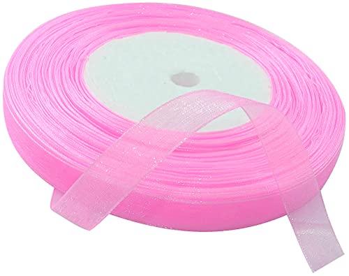 AERZETIX - C50815 - Organzaband glänzender dekorativer organza - 10mm x 45 meter - babyrosa - kreative projekte nähkunst geschenkverpackung zur geburtstagsfeier von AERZETIX