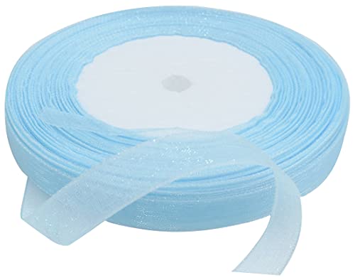 AERZETIX - C50829 - Organzaband glänzender dekorativer organza - 10mm x 45 meter - himmelblau - kreative projekte nähkunst geschenkverpackung zur geburtstagsfeier von AERZETIX