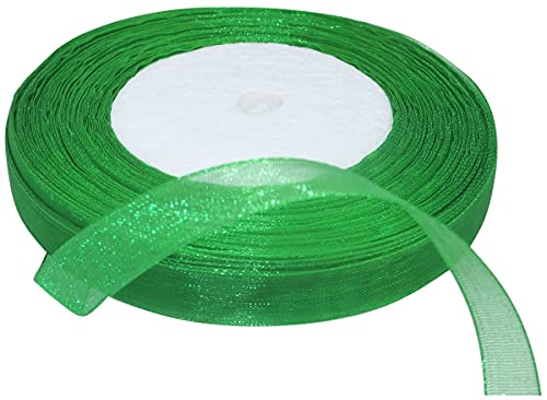 AERZETIX - C50831 - Organzaband glänzender dekorativer organza - 10mm x 45 meter - grünes gras - kreative projekte nähkunst geschenkverpackung zur geburtstagsfeier von AERZETIX
