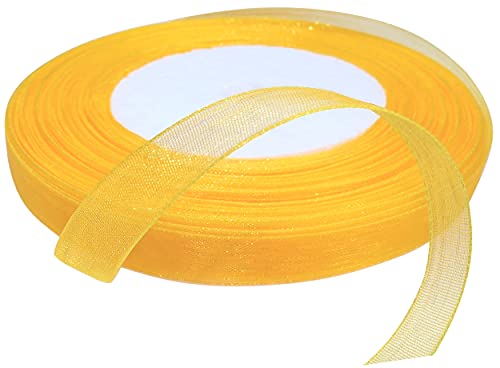 AERZETIX - C50844 - Organzaband glänzender dekorativer organza - 10mm x 45 meter - maisgelb - kreative projekte nähkunst geschenkverpackung zur geburtstagsfeier von AERZETIX