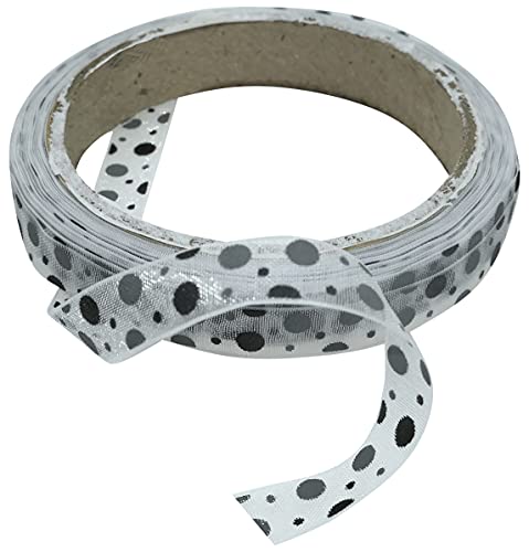 AERZETIX - C50857 - Organzaband organza und gedruckte punkte - 10mm x 9 meter - weiß/schwarz und grau - kreative projekte nähkunst geschenkverpackung zur geburtstagsfeier von AERZETIX
