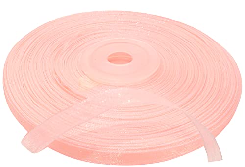 AERZETIX - C50861 - Organzaband glänzender dekorativer organza - 6mm x 45 meter - blasses rosa - kreative projekte nähkunst geschenkverpackung zur geburtstagsfeier von AERZETIX