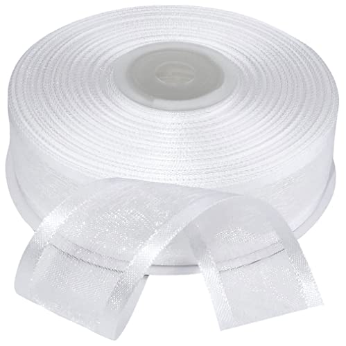 AERZETIX - C55332 - Rolle musselin band chiffonband mit satinkante 25 mm x 25 m - verpackungsband geschenke blumen - freizeit kreativ dekoration hochzeit geburtstag party - farbe weiß - aus polyester AERZETIX - C55332 - Rolle musselin band chiffonband mit satinkante 25 mm x 25 m - verpackungsband geschenke blumen - freizeit kreativ dekoration hochzeit geburtstag party - farbe weiß - aus polyester von AERZETIX