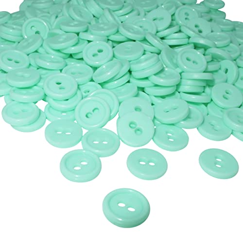 AERZETIX - C56336 - Satz von 100 Knöpfe zum nähen runden Ø11.5x2.2 mm mit 2 löcher - durchmesser der öffnung 2 mm - farbe minze - aus kunststoff - freizeit kreativ dekoration kurzwaren mode von AERZETIX
