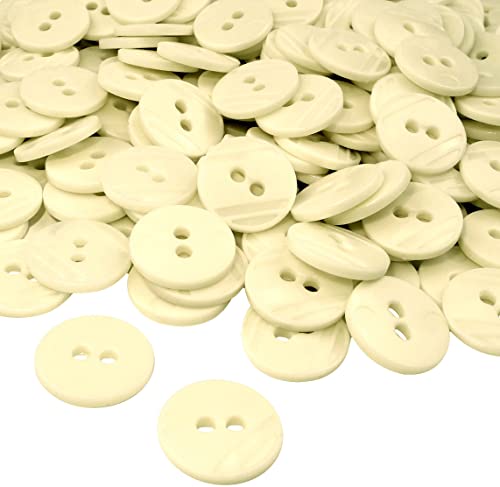 AERZETIX - C56444 - Satz von 100 Knöpfe runden Ø15x2.2 mm mit 2 löcher - farbe creme - aus kunststoff - durchmesser der öffnung 2 mm - kurzwaren nähen kleidung handwerk mode stickerei von AERZETIX