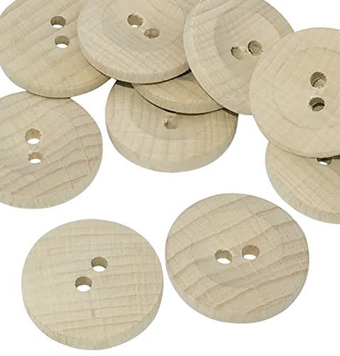 AERZETIX - C56490-10 runde Knöpfe aus holz Ø25x5 mm mit 2 Löchern 40L L40 - naturfarben - Öffnungsdurchmesser 2.5 mm - kurzwaren näherei handgefertigt bekleidung handwerk mode dekoration von AERZETIX