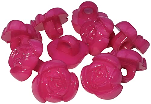 AERZETIX - C56580 - Satz von 10 Knöpfe zum nähen in form rose 10x11x8 mm - farbe rosa - öffnung 3 mm - aus kunststoff - kurzwaren herstellung von kleidung von hand nähen von AERZETIX