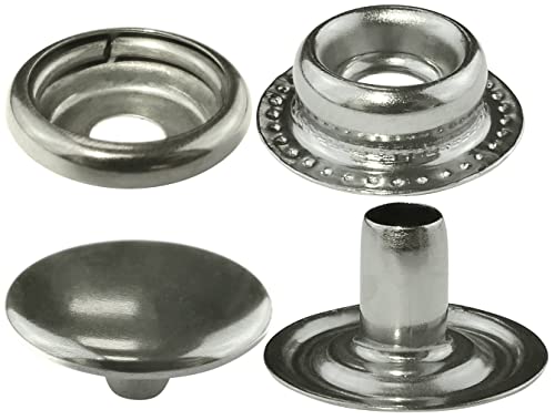 AERZETIX - C56690-10 Stück Druckknöpfe Ø15 mm - 4-teiliger röhrennietknopf für jeans lederwaren - aus stahl - silberfarben - leder sattlerei kurzwaren kleidung handwerk AERZETIX - C56690-10 Stück Druckknöpfe Ø15 mm - 4-teiliger röhrennietknopf für jeans lederwaren - aus stahl - silberfarben - leder sattlerei kurzwaren kleidung handwerk von AERZETIX