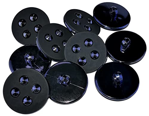 AERZETIX - C56819-10 Stück dekorative runde Nähknöpfe mit Schwanz 25x11 mm 40L L40 - Farbe schwarz/dunkelblau - Öffnung 4 mm - aus metall - kurzwaren bekleidung nähen mode von AERZETIX