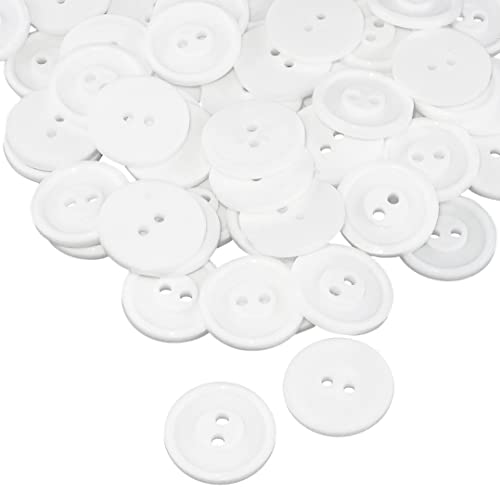 AERZETIX - C56858 - 100 Stück runde Nähknöpfe Ø19x2 mm mit 2 löchern - Farbe weiß - aus kunststoff - Öffnung 2 mm - fashion nähen kleidung dekoration von AERZETIX