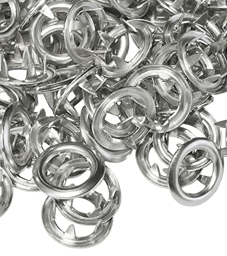 AERZETIX - C57079-100 Stück Ringen/verschlussklammern mit 5 krallen für Druckknöpfe Ø9.5 mm - aus metall - silberfarben - für handtaschen gürtel nähzubehör und kleidung von AERZETIX